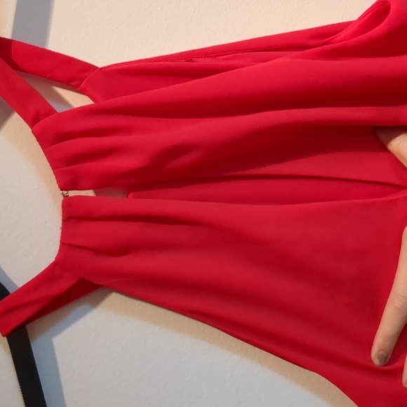 Express Fit and Flare Red/Orange Halter Dress Keyhole - Picture 12 of 12